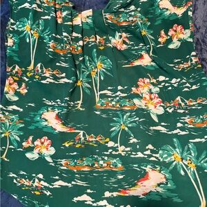 LC Lauren Conrad Green Tropical Floral Blouse